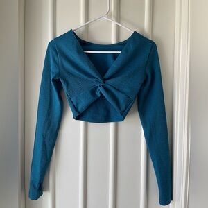 JoyLab Teal Twist Front Crop Top